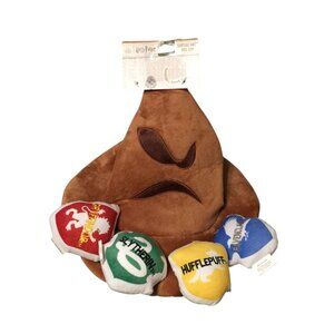 Harry Potter Wizarding World Sorting Plush 10" Hat & Houses Crinkle Squeak Dog T